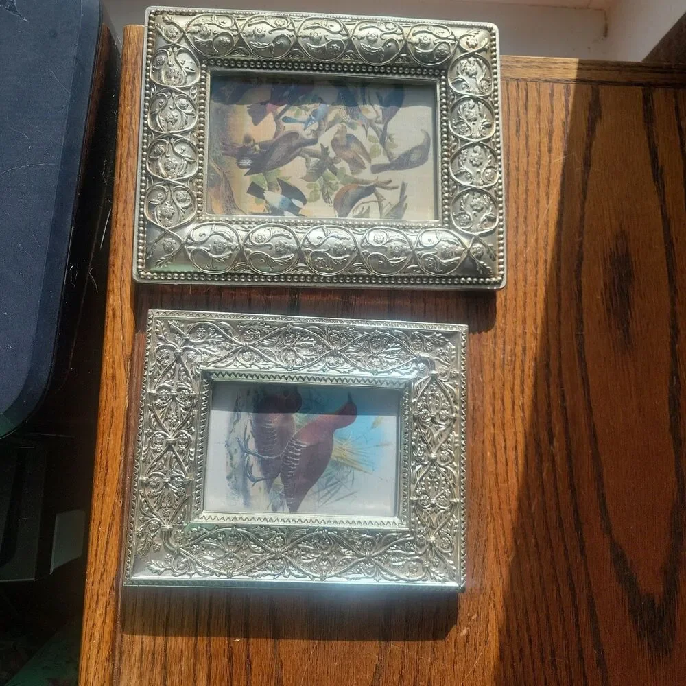 Vtg Ornate Picture Frame Lot 3.5x5 4x6 Baroque Rococo Silver Tone Resin Tabletop